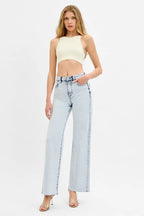 Dreamkue-Risen Women's High Rise Wide Leg Jeans Stretch Denim Pants for Casual & Dressy Outfits