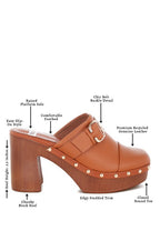 Rag Company Septim Leather Clog Heels – Genuine Studded Chic Style