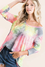 Tie-Dye Print Low Gauge Knit Top | Trendy Women’s Casual Lightweight Shirt