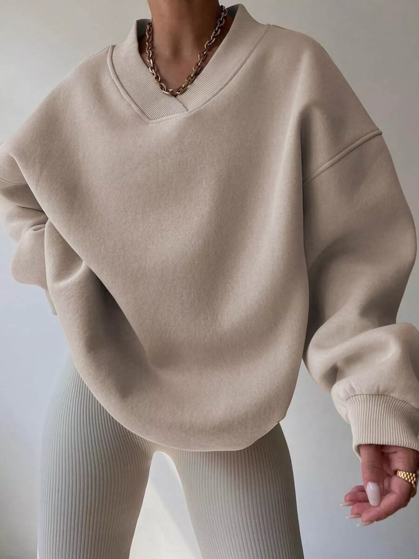 Dropped Shoulder Long Sleeve Oversized Sweatshirt – Cozy Casual Fit