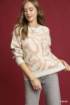 Heart Print Crew Neck Sweater – Cozy, Cute & Stylish Layer