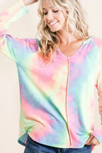 BiBi Tie Dye Long Sleeve Terry T-Shirt – Casual Colorful Style