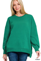 Zenana Fleece Hi-Low Boyfriend Sweatshirt – Cozy Style with Pockets