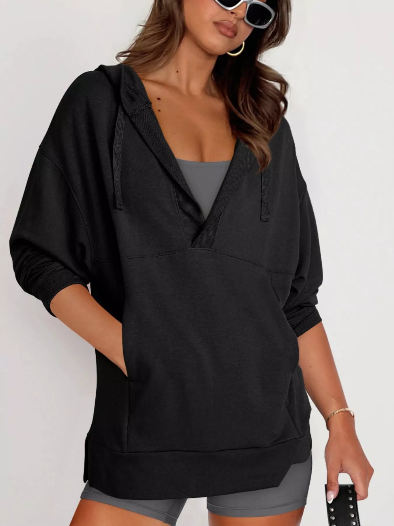 Drawstring Kangaroo Pocket Long Sleeve Hoodie – Cozy Casual Layer