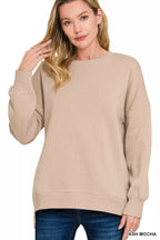 Zenana Fleece Hi-Low Boyfriend Sweatshirt with Pockets