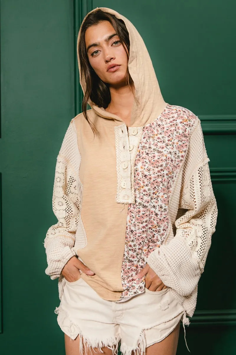ace Combo Slub Jersey Hoodie – Buttoned, Chic & Casual Comfort