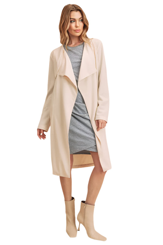 Aemi + Co Open Front Long Sleeve Longline Coat