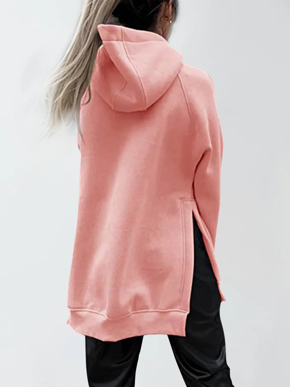 Slit Pocketed Raglan Sleeve Hoodie – Cozy, Casual & Versatile