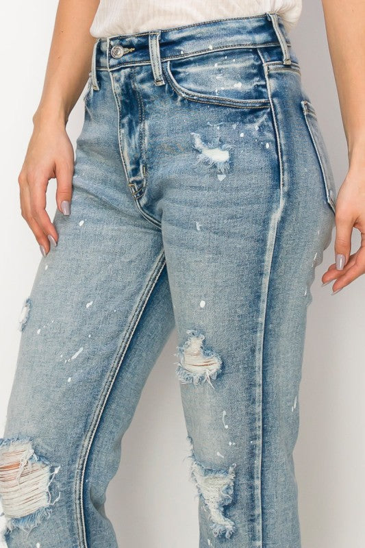 Artemis Vintage High Rise Distressed Straight Jeans – Edgy Classic Fit