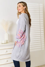 Fringe Sleeve Dropped Shoulder Cardigan – Trendy & Cozy Layer