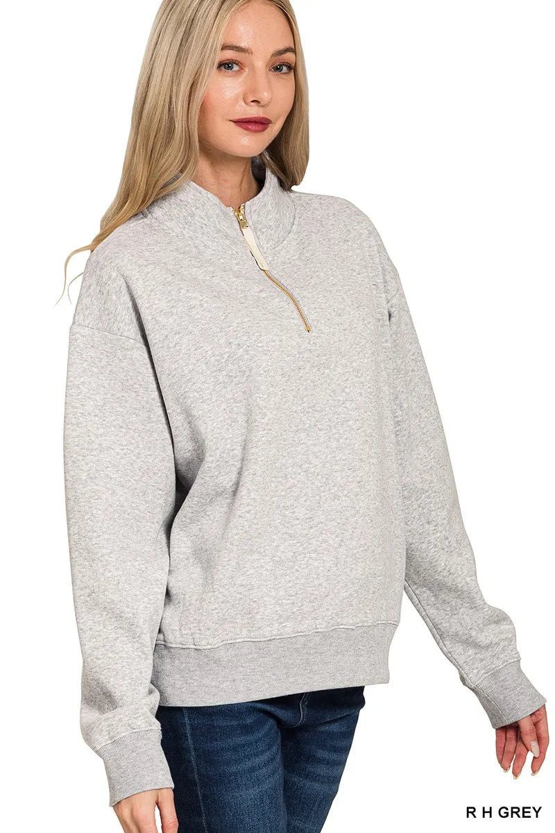Half-Zip Pullover Sweatshirt – Soft Fleece, Relaxed Fit & Cozy Style