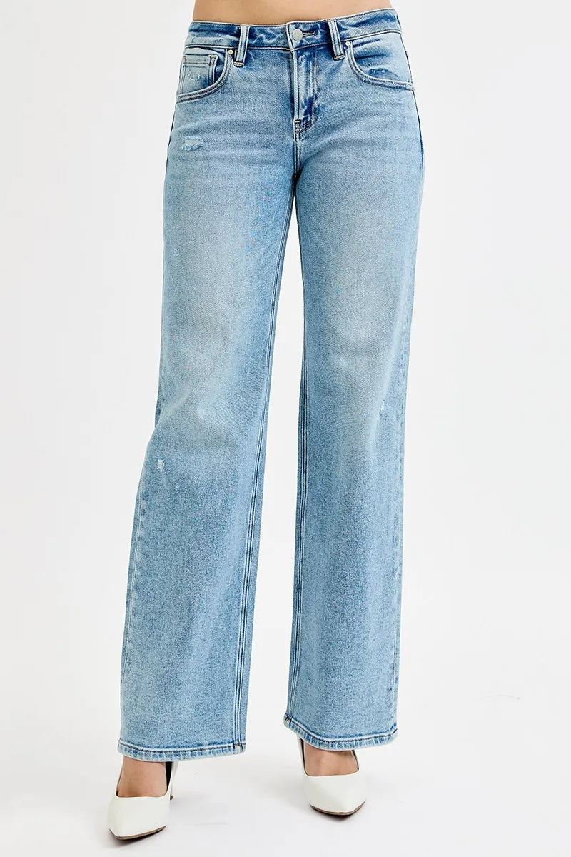 Dreamkue-Risen Women's Distressed Low Rise Boyfriend Jeans Ankle Cut, Casual Denim Pants