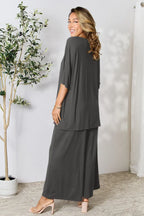 Chic Round Neck Slit Top & Pants Set – Stylish, Comfy & Versatile