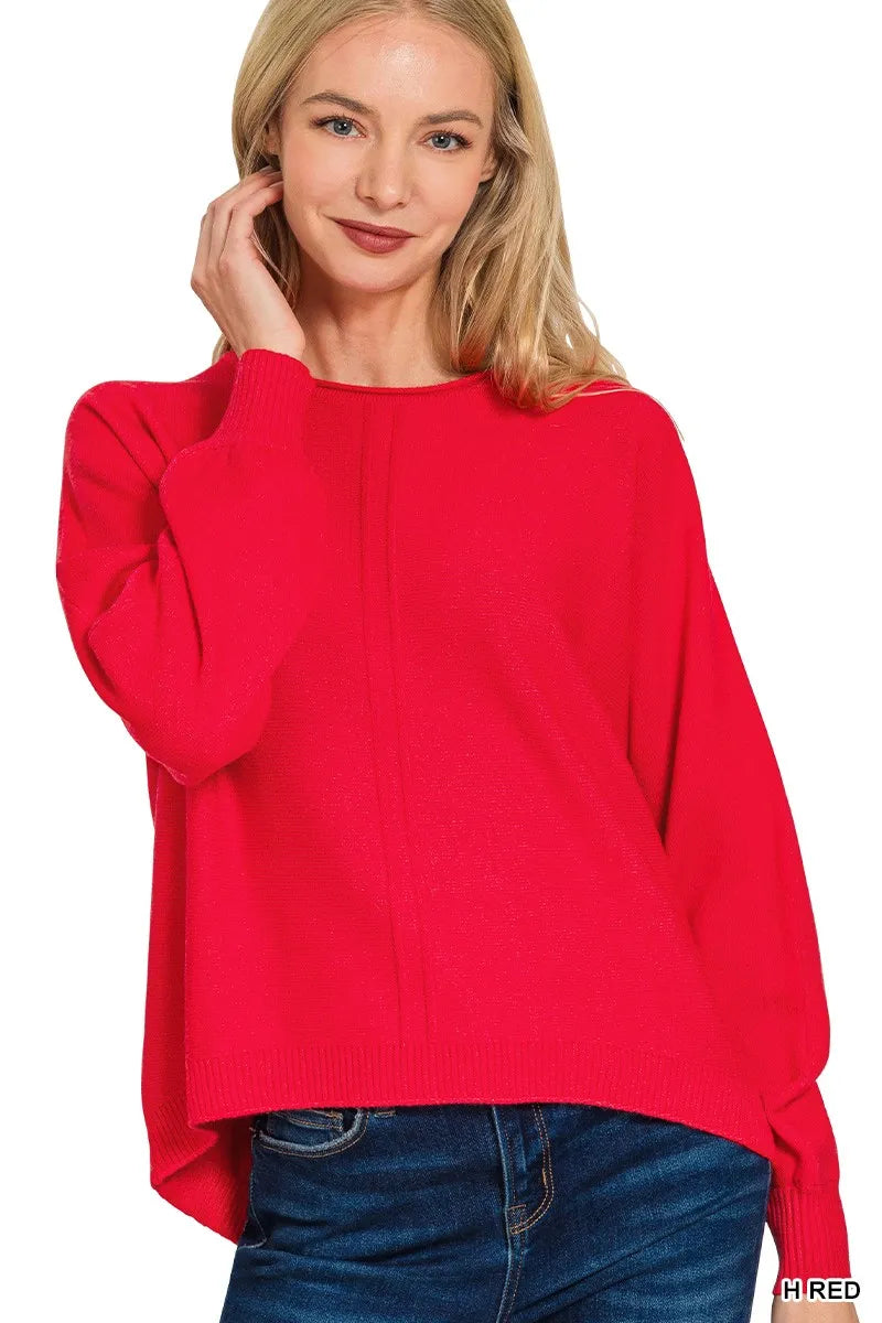 Viscose Front Seam Round-Neck Sweater Soft & Stylish Everyday Layer