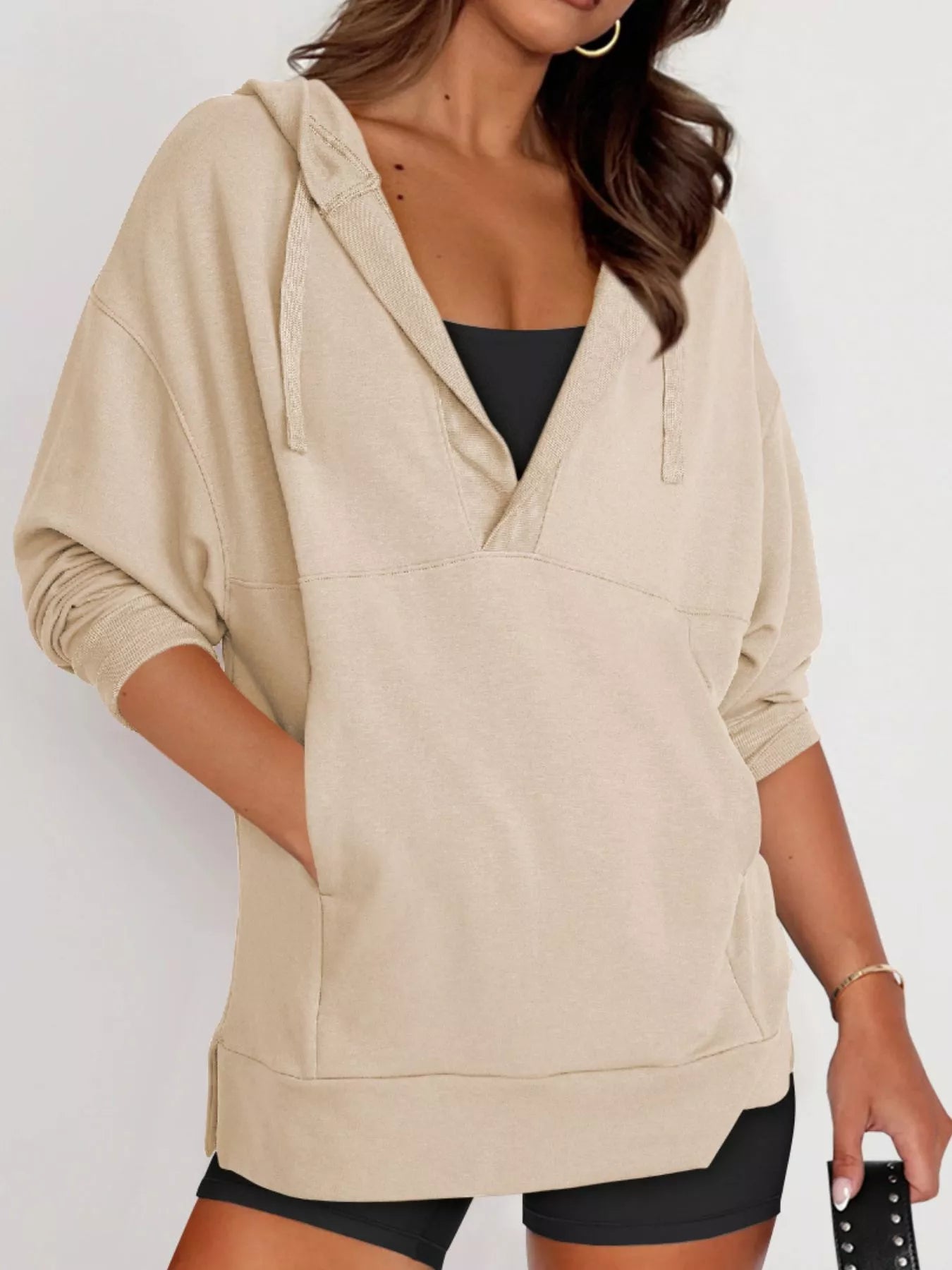 Drawstring Kangaroo Pocket Long Sleeve Hoodie – Cozy Casual Layer