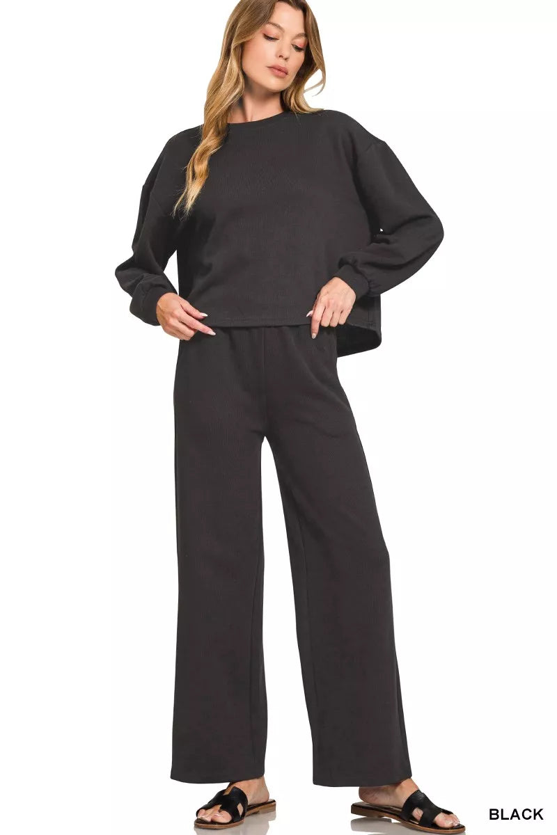 Zenana French Rib Pullover & Pants Set – Chic, Cozy Lounge Essential