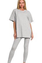 Oversized Tee & Leggings Set – Comfy, Stretchy & Everyday Ready