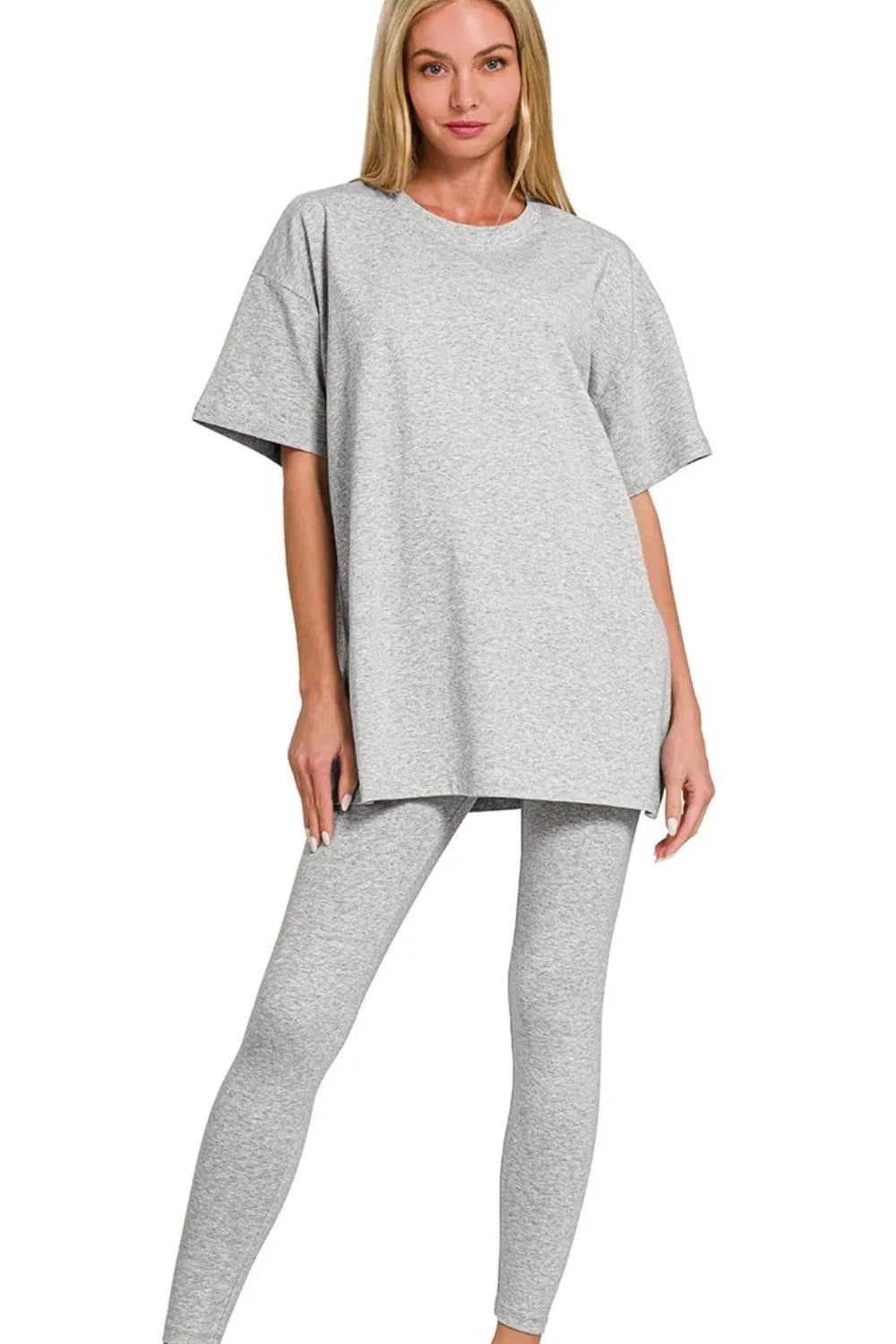 Oversized Tee & Leggings Set – Comfy, Stretchy & Everyday Ready