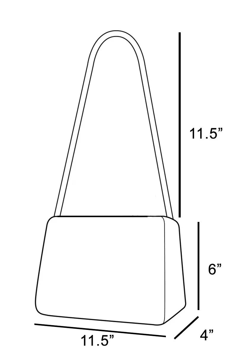 Medium baguette bag outline with 11.5 in length, 6 in height, 4 in width