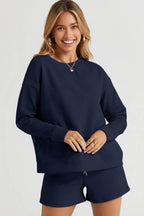 Textured Long Sleeve Top & Shorts Set – Comfy, Stylish & Versatile