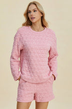 Textured Long Sleeve Top & Shorts Set – Comfy, Chic & Versatile