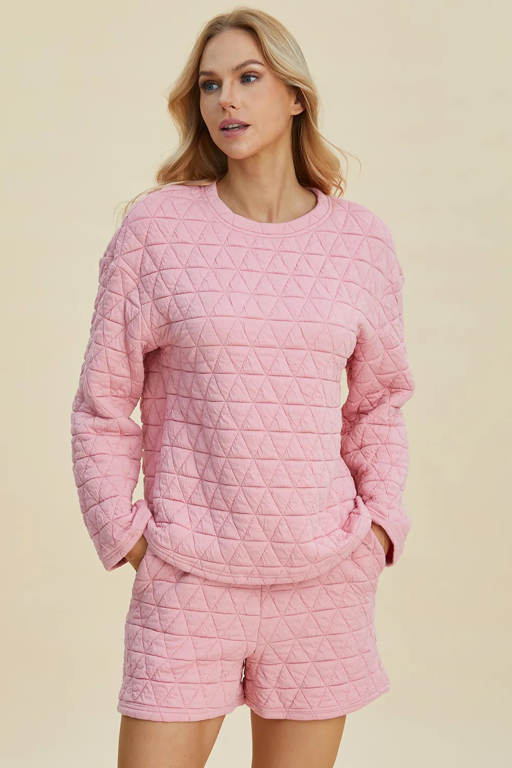 Textured Long Sleeve Top & Shorts Set – Comfy, Chic & Versatile