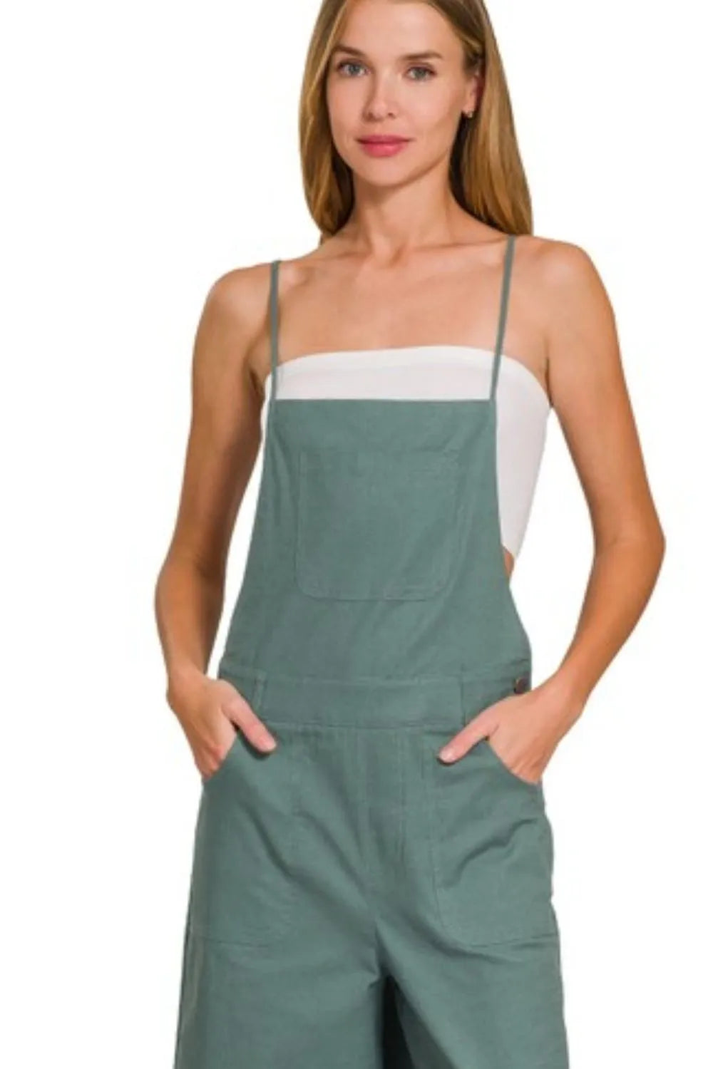 Woven Spaghetti Strap Overalls – Lightweight Casual Summer Style