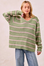 BiBi Striped Long Sleeve Sweater – Classic Cozy Everyday Style