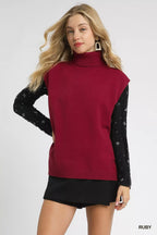 Umgee High-Low Turtleneck Sleeveless Sweater Top – Chic Layering Essential