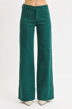 Tummy Control Mid Rise Wide Leg Jeans – Stylish Flattering Fit