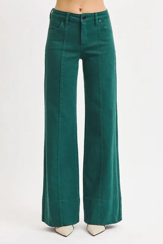 Tummy Control Mid Rise Wide Leg Jeans – Stylish Flattering Fit