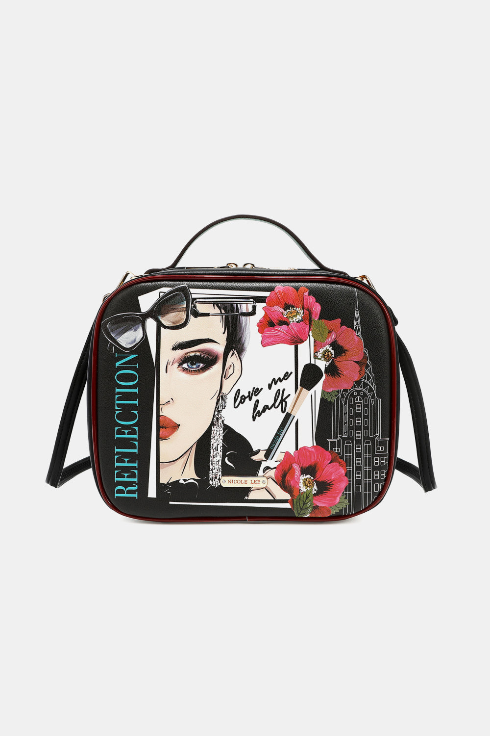 Nicole Lee Printed Handbag – Pebbled & Patent Leather with 3 Pouches