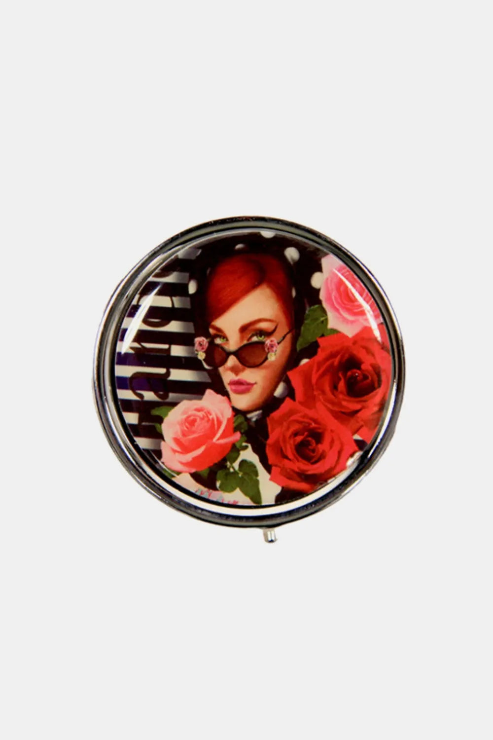 Nicole Lee Metallic Circular Pill Case – Chic, Compact & Organized