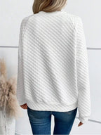 Notched Raglan Sleeve Sweatshirt – Casual Cozy Pullover