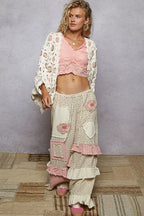 Chenille V-Neck Relaxed Fit Cardigan – Floral Batwing Design