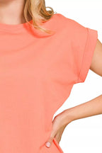 Zenana Round Neck Folded Short Sleeve T-Shirt – Classic, Simple & Versatile