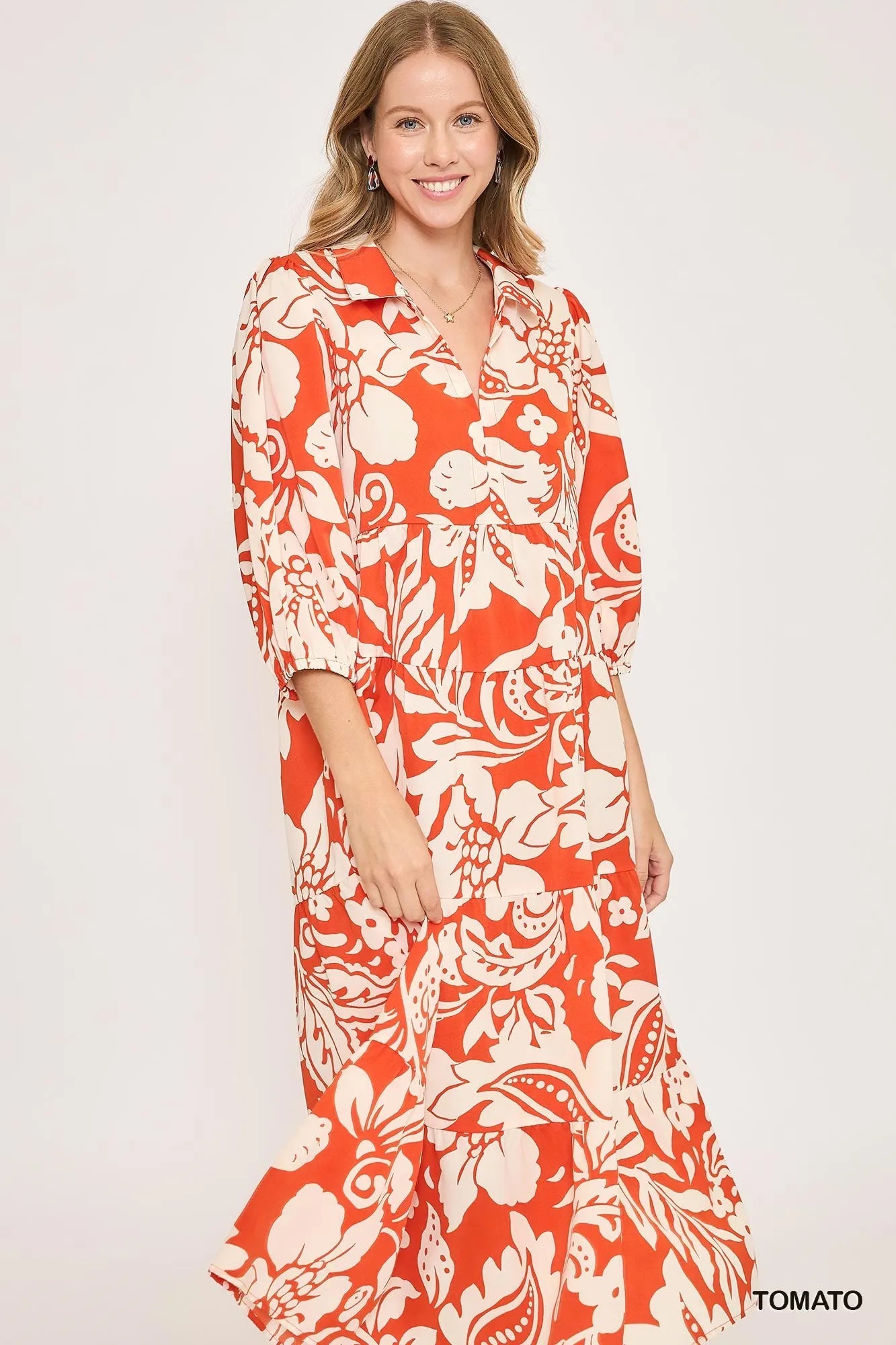 Floral Print Tiered Midi Dress Romantic & Elegant for Any Occasion