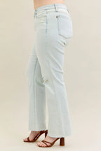 Judy Blue Women's High Waist Destroyed Bootcut Jeans with Frayed Hem Stretch Denim.