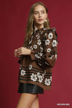 Mix Floral Smocked Ruffle Blouse – Feminine & Stylish Wardrobe Essential
