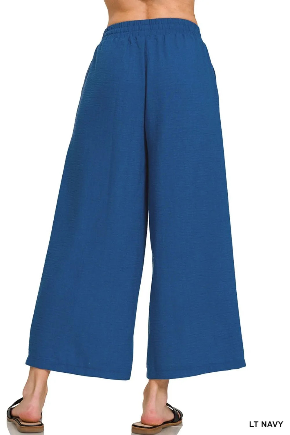 Woven Crepe Cropped Pants – Elastic Waist & Effortless Style