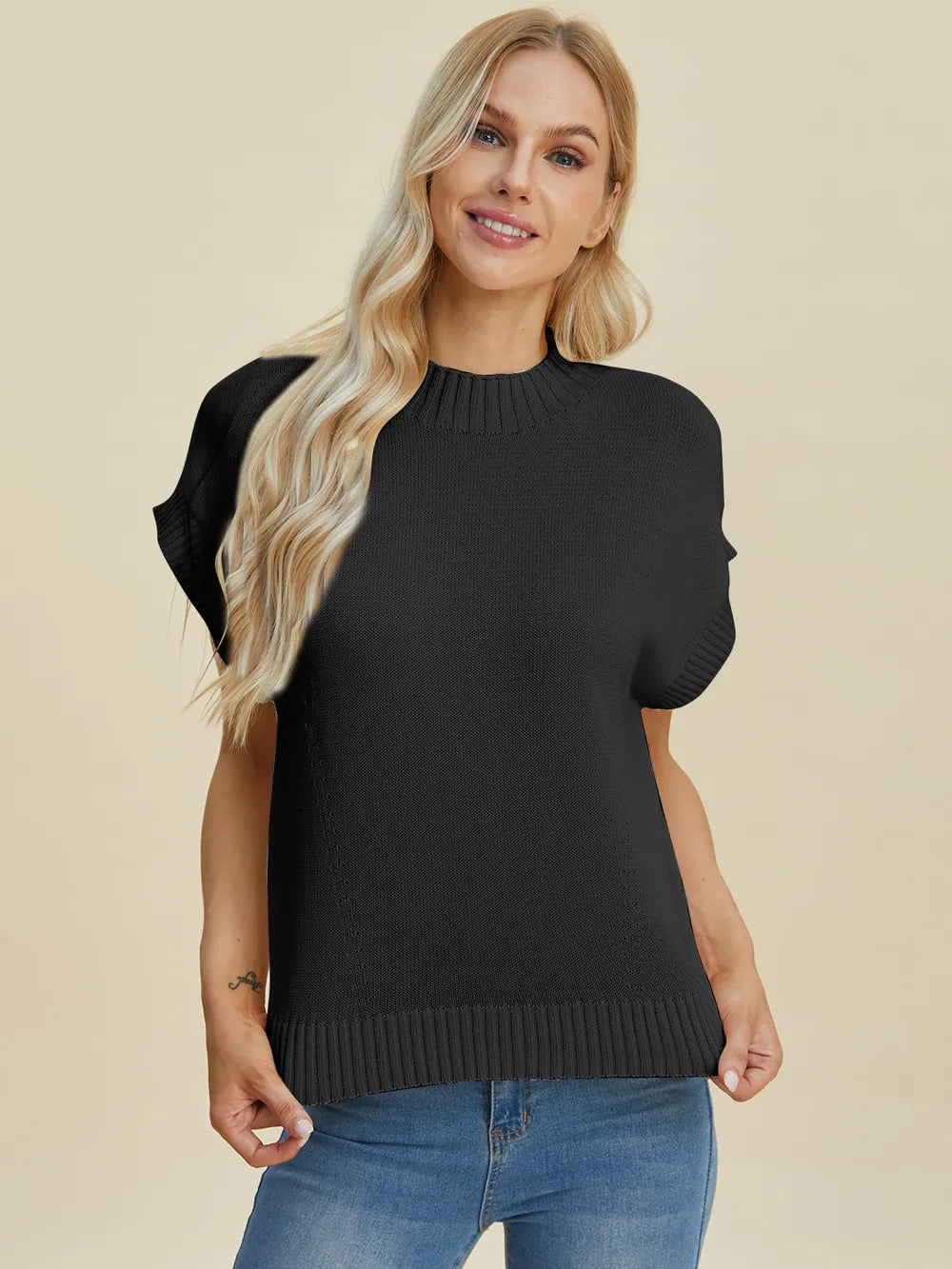 Mock Neck Short Sleeve Sweater – Chic, Cozy & Versatile