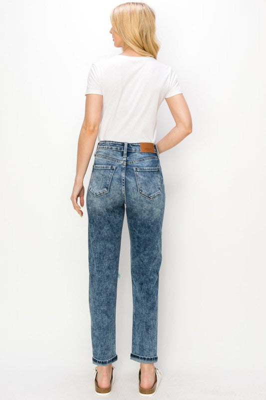 Artemis Vintage High Rise Distressed Mom Jeans – Stretchy Retro Fit