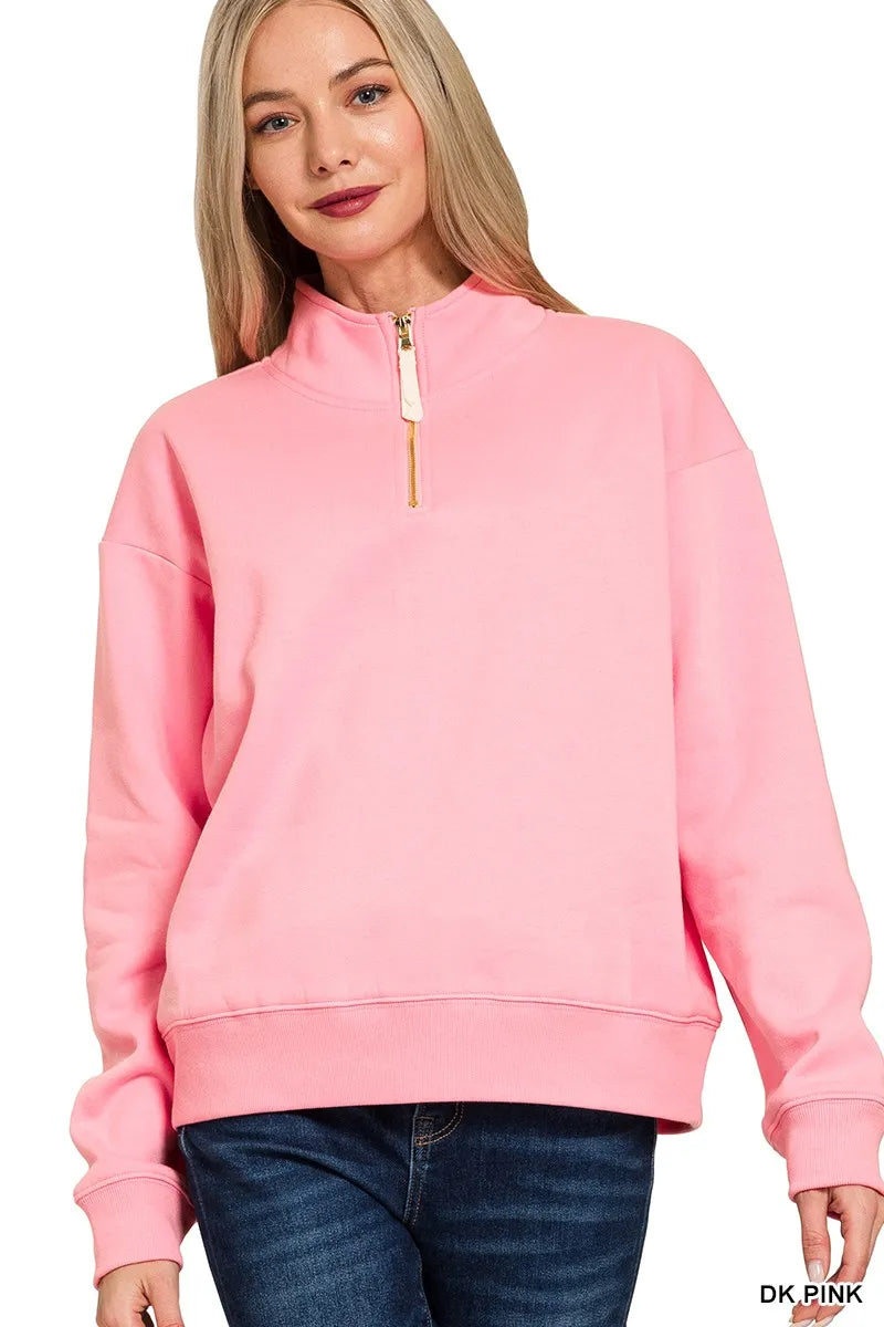 Fleece Half Zip Sweatshirt – Cozy Casual Pullover for Cool Weather