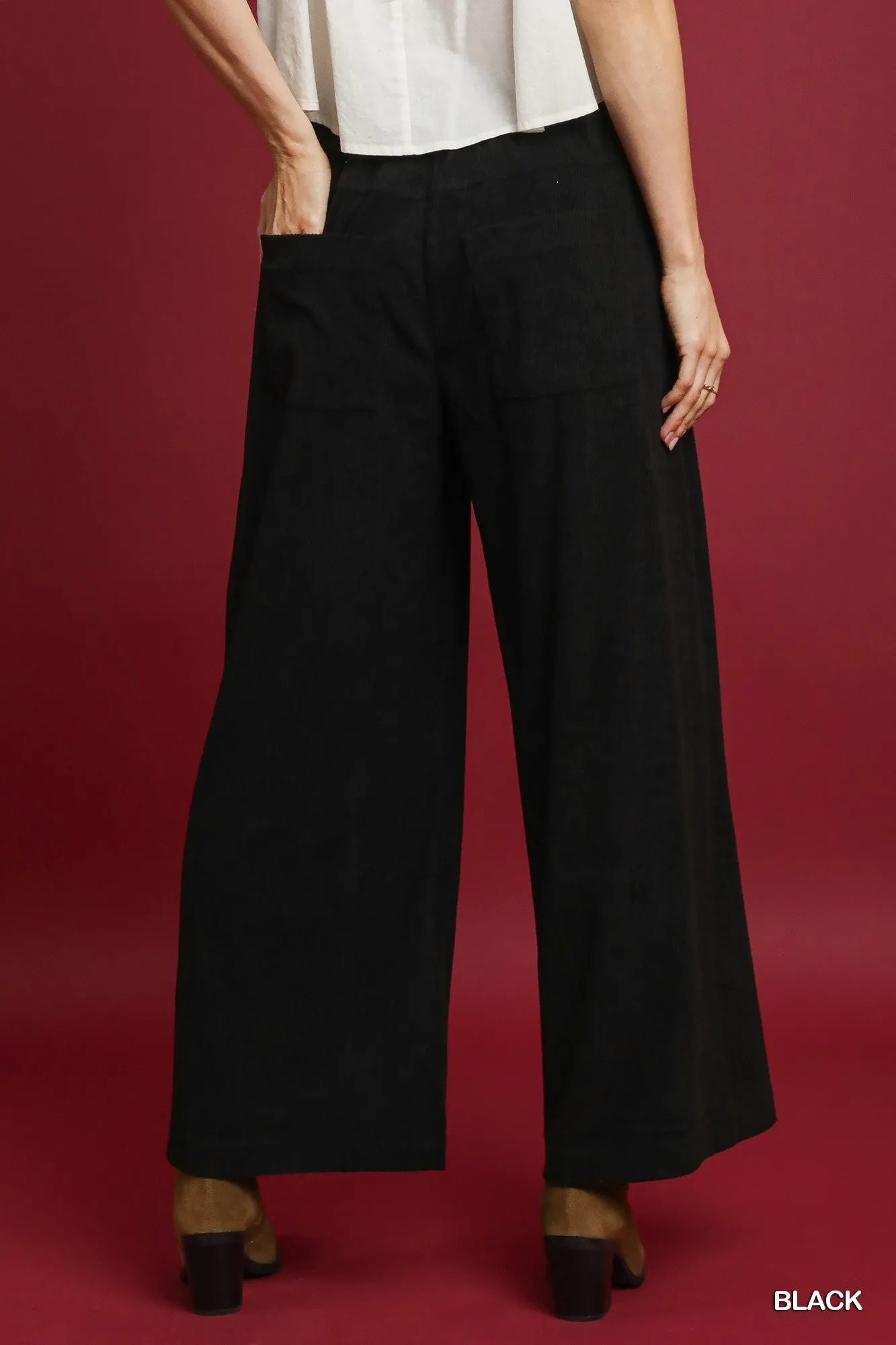 Black High-Waisted Palazzo Pants – Wide Leg, Pockets & All-Day Comfort