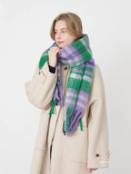 Fringe Plaid Polyester Scarf – Cozy Classic Winter Wrap