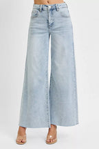 Risen Women's High Rise Ankle Wide Leg Palazzo Jeans