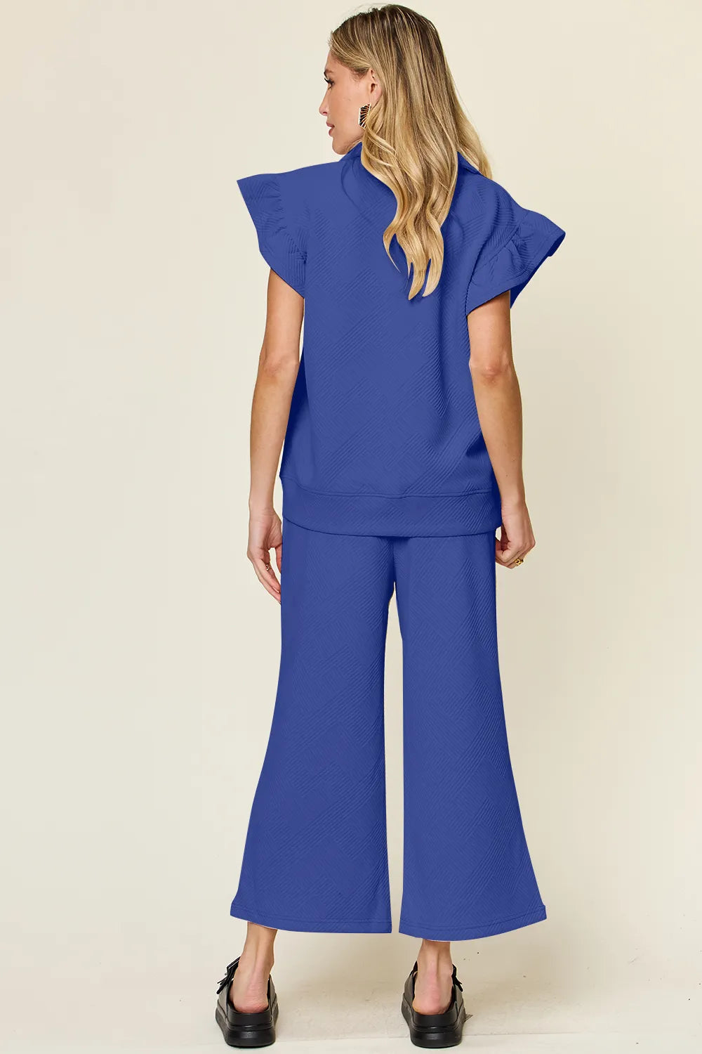 Ruffle Sleeve Top & Wide-Leg Pants Set – Chic, Comfy & Effortless