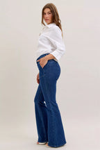 Judy Blue High Waist Flare Jeans – Retro Style with Patch Pockets