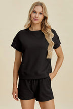 Textured Short Sleeve Top & Shorts Set – Comfy, Chic & Versatile