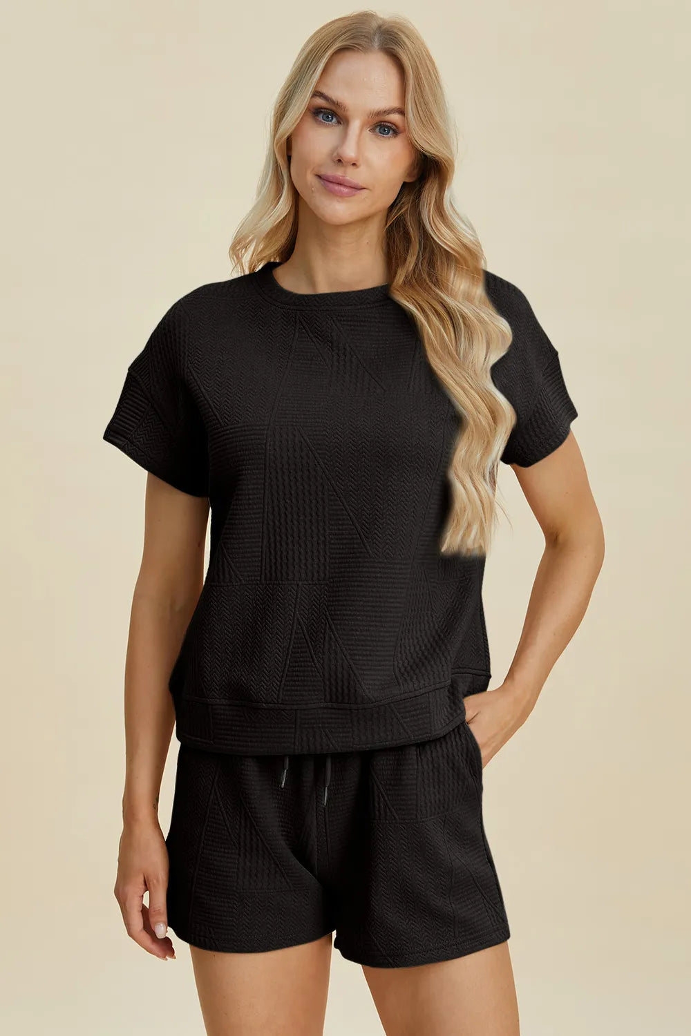 Textured Short Sleeve Top & Shorts Set – Comfy, Chic & Versatile